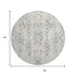 8' Ivory And Beige Floral Washable Round Rug With UV Protection