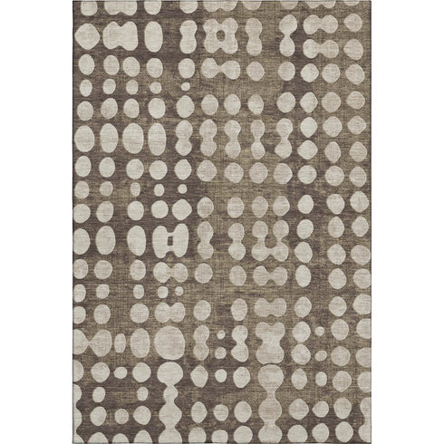 5' X 8' Brown And Beige Polka Dot Washable Area Rug With UV Protection