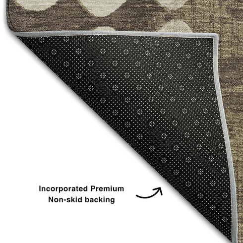 5' X 8' Brown And Beige Polka Dot Washable Area Rug With UV Protection