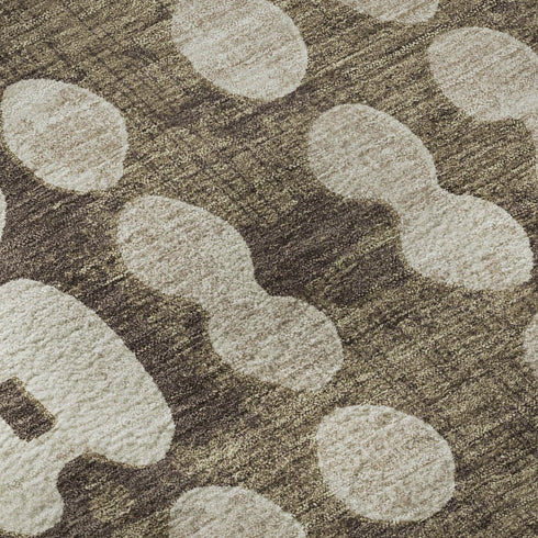 5' X 8' Brown And Beige Polka Dot Washable Area Rug With UV Protection