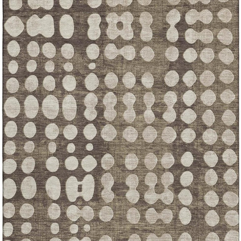 5' X 8' Brown And Beige Polka Dot Washable Area Rug With UV Protection