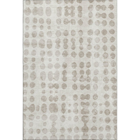 8' X 10' Ivory And Beige Polka Dot Washable Area Rug With UV Protection