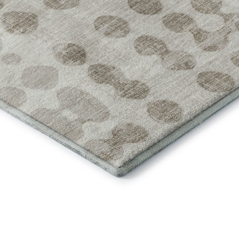 8' X 10' Ivory And Beige Polka Dot Washable Area Rug With UV Protection