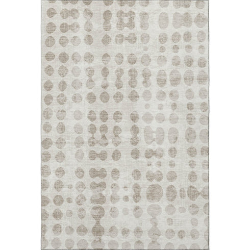 8' X 10' Ivory And Beige Polka Dot Washable Area Rug With UV Protection