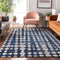 8' X 10' Navy Blue And Ivory Polka Dot Washable Area Rug With UV Protection
