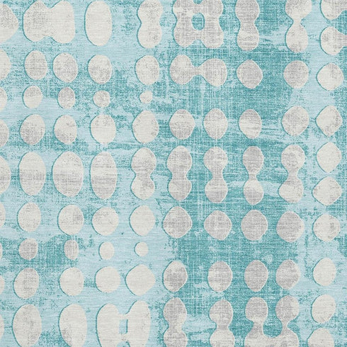 5' X 8' Teal And Ivory Polka Dot Washable Area Rug With UV Protection