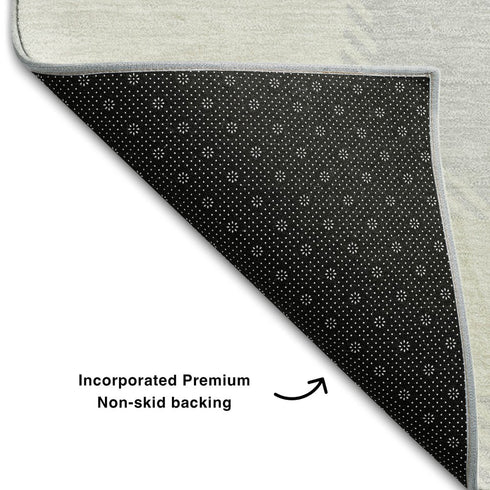 5' X 8' Black And Ivory Abstract Geometric Washable Area Rug With UV Protection