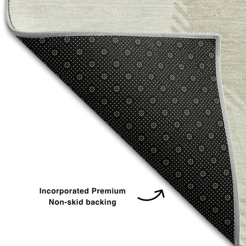 5' X 8' Brown And Ivory Abstract Geometric Washable Area Rug With UV Protection