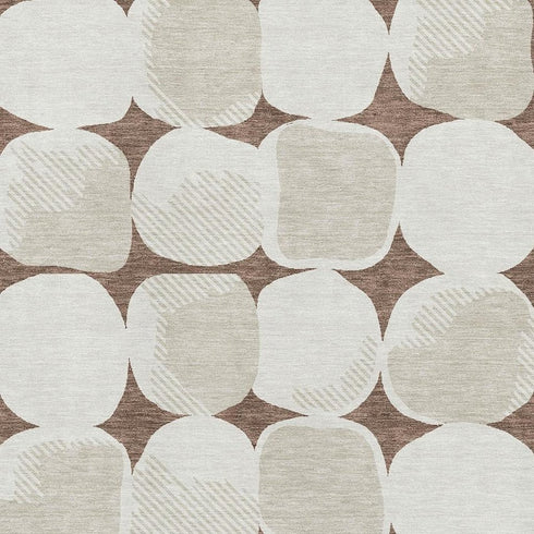 5' X 8' Brown And Ivory Abstract Geometric Washable Area Rug With UV Protection
