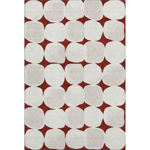 8' X 10' Burgundy And Ivory Abstract Geometric Washable Area Rug With UV Protection
