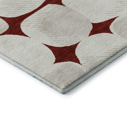 8' X 10' Burgundy And Ivory Abstract Geometric Washable Area Rug With UV Protection