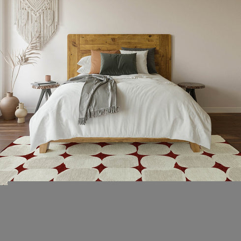8' X 10' Burgundy And Ivory Abstract Geometric Washable Area Rug With UV Protection
