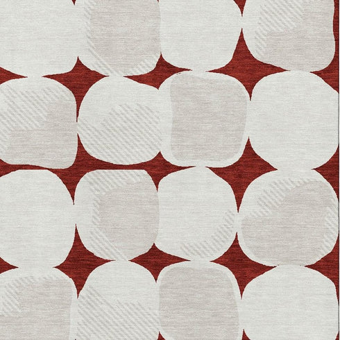 8' X 10' Burgundy And Ivory Abstract Geometric Washable Area Rug With UV Protection