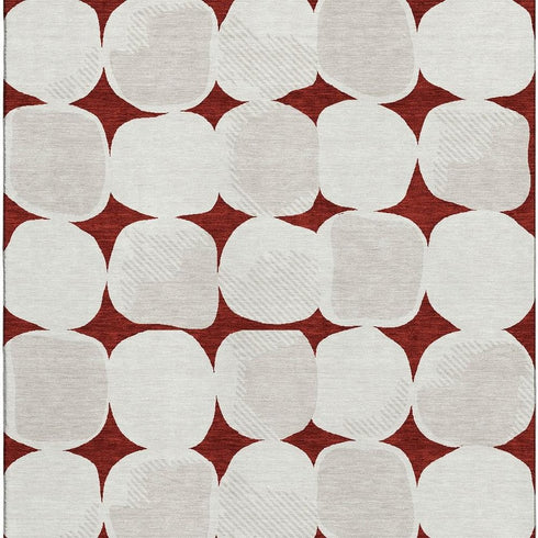 8' X 10' Burgundy And Ivory Abstract Geometric Washable Area Rug With UV Protection