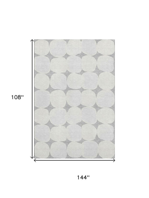9' X 12' Gray And Ivory Abstract Geometric Washable Area Rug With UV Protection