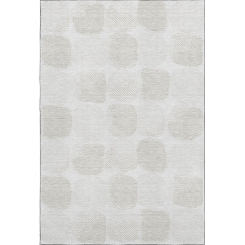 5' X 8' Ivory And Beige Abstract Geometric Washable Area Rug With UV Protection