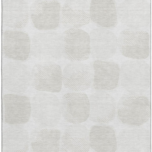 5' X 8' Ivory And Beige Abstract Geometric Washable Area Rug With UV Protection
