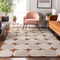 9' X 12' Rust And Ivory Abstract Geometric Washable Area Rug With UV Protection