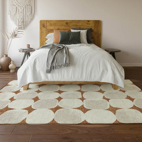9' X 12' Rust And Ivory Abstract Geometric Washable Area Rug With UV Protection