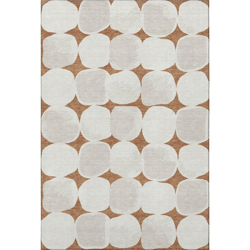 9' X 12' Rust And Ivory Abstract Geometric Washable Area Rug With UV Protection