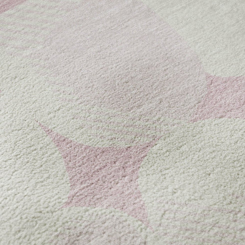 5' X 8' Pink And Ivory Abstract Geometric Washable Area Rug With UV Protection