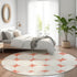 8' Salmon And Ivory Abstract Geometric Washable Round Rug With UV Protection
