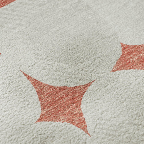 8' Salmon And Ivory Abstract Geometric Washable Round Rug With UV Protection