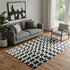 5' X 8' Black And Ivory Geometric Washable Area Rug With UV Protection