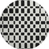 8' Black And Ivory Geometric Washable Round Rug With UV Protection