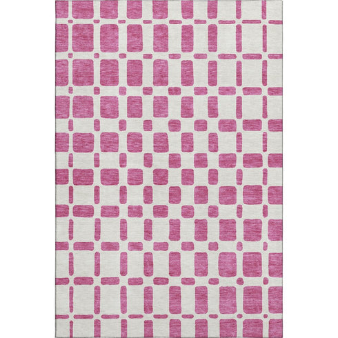 5' X 8' Blush And Ivory Geometric Washable Area Rug With UV Protection