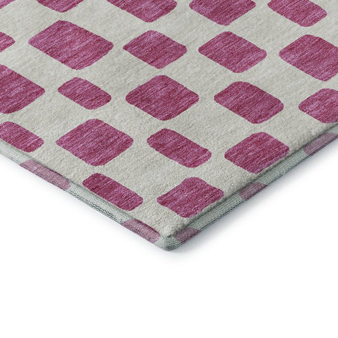 5' X 8' Blush And Ivory Geometric Washable Area Rug With UV Protection