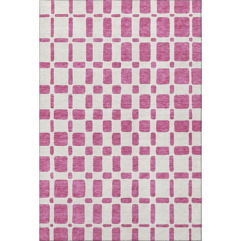 5' X 8' Blush And Ivory Geometric Washable Area Rug With UV Protection