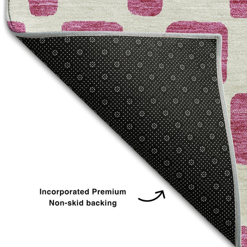 8' X 10' Blush And Ivory Geometric Washable Area Rug With UV Protection