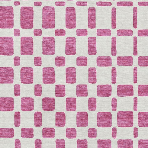 8' X 10' Blush And Ivory Geometric Washable Area Rug With UV Protection