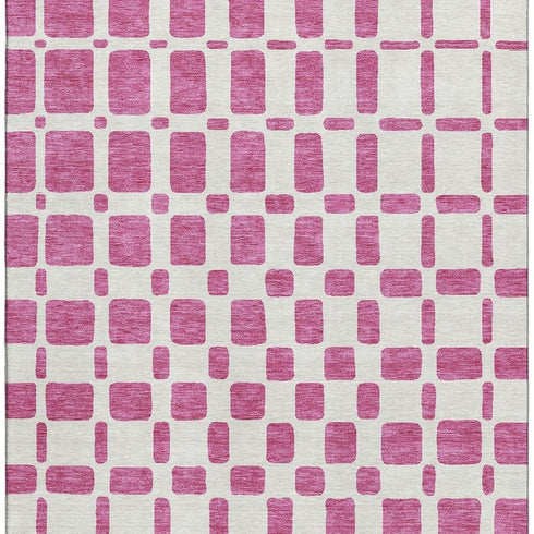 8' X 10' Blush And Ivory Geometric Washable Area Rug With UV Protection
