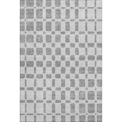 5' X 8' Gray And Ivory Geometric Washable Area Rug With UV Protection