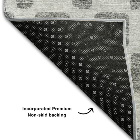 5' X 8' Gray And Ivory Geometric Washable Area Rug With UV Protection