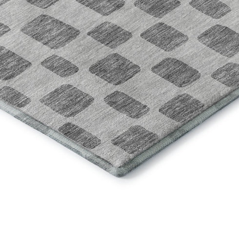 5' X 8' Gray And Ivory Geometric Washable Area Rug With UV Protection