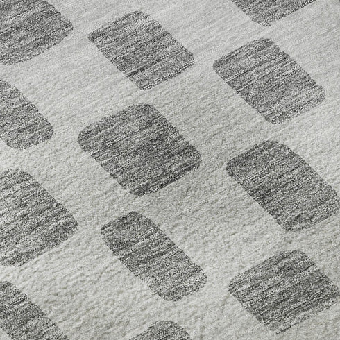 5' X 8' Gray And Ivory Geometric Washable Area Rug With UV Protection