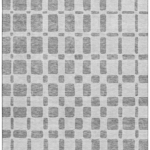 5' X 8' Gray And Ivory Geometric Washable Area Rug With UV Protection
