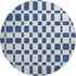 8' Navy Blue And Ivory Geometric Washable Round Rug With UV Protection