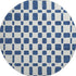 8' Navy Blue And Ivory Geometric Washable Round Rug With UV Protection