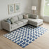 8' X 10' Navy Blue And Ivory Geometric Washable Area Rug With UV Protection