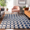 8' X 10' Navy Blue And Ivory Geometric Washable Area Rug With UV Protection