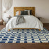 8' X 10' Navy Blue And Ivory Geometric Washable Area Rug With UV Protection