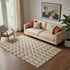 5' X 8' Terra Cotta And Beige Geometric Washable Area Rug With UV Protection
