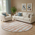 8' Coral And Beige Striped Washable Round Rug With UV Protection