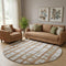 8' Rust And Beige Striped Washable Round Rug With UV Protection