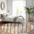 8' Rust And Beige Striped Washable Round Rug With UV Protection