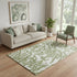 5' X 8' Green And Ivory Animal Print Washable Area Rug With UV Protection